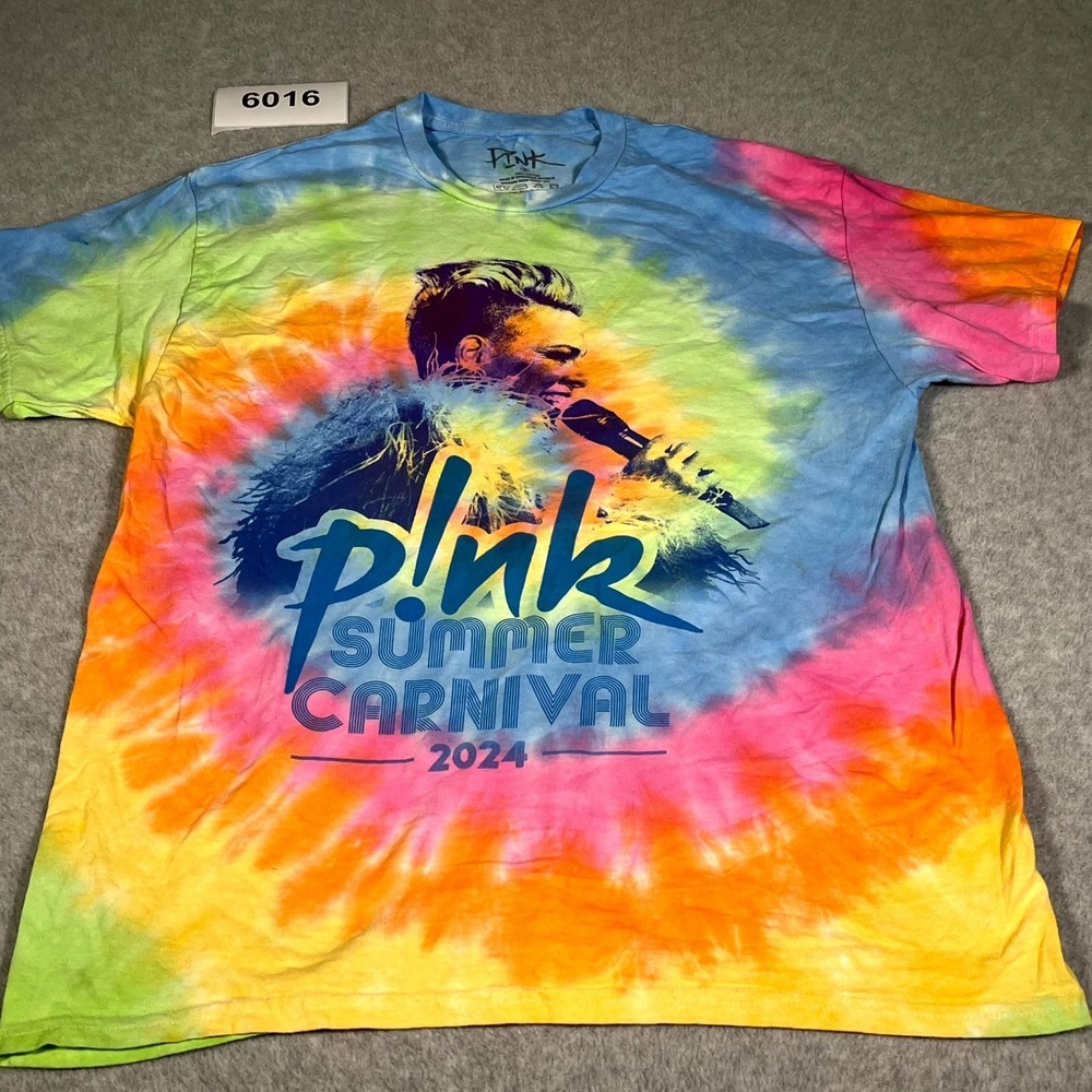 P!nk Summer Carnival 2024 Tour T Shirt Mens Medium Multicolor Concert Fan Merch